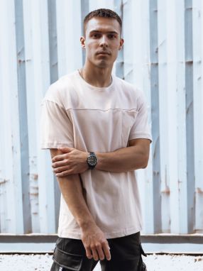 Men's T-shirt without print, pink Dstreet