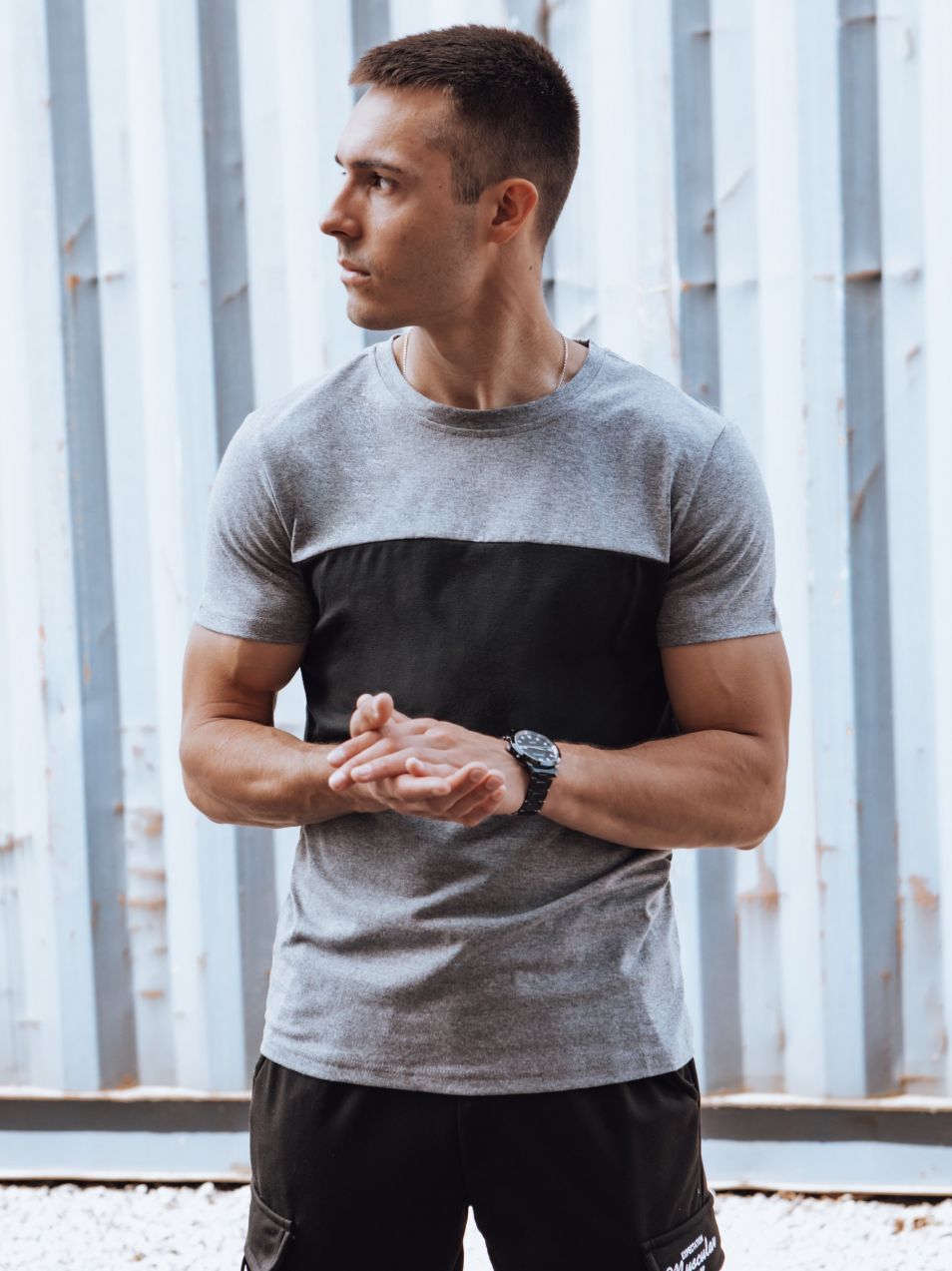 Solid color men's T-shirt, dark gray Dstreet