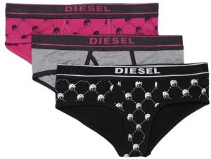 Diesel Nohavičky - UFPNOXYTHREEPACK Uw Panties 3p čierno-sivo-ružové