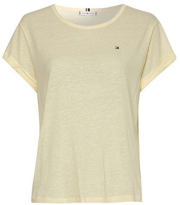 Tommy Hilfiger Tričko - RLX LINEN LYOCELL C-NK TOP SS žlté