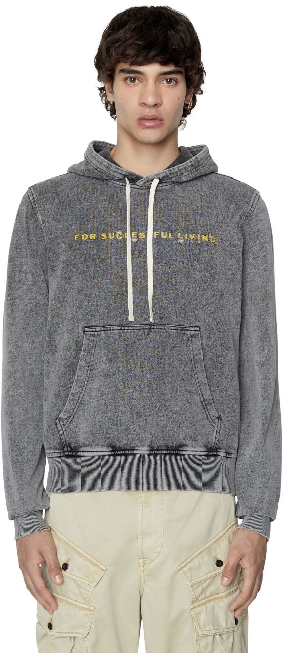 Diesel Mikina - S-GINN-HOOD-E1 SWEAT-SHIRT biela