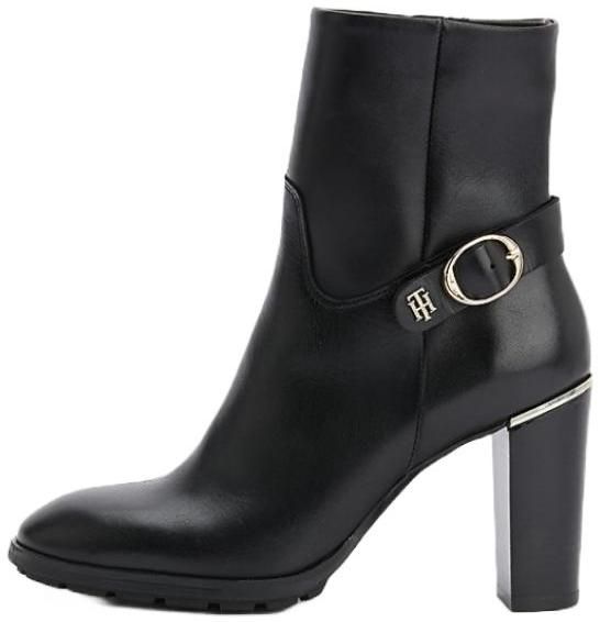Tommy Hilfiger Čižmy - BELT HIGH HEEL BOOT čierne