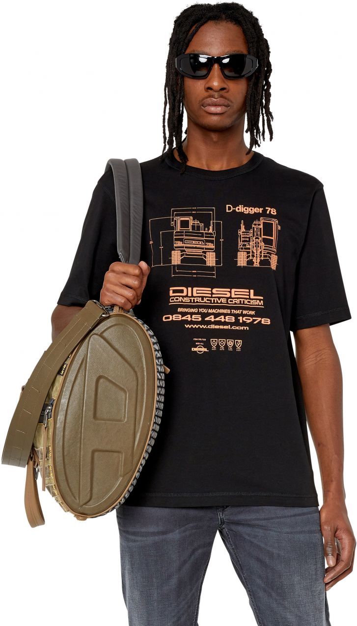 Diesel Tričko - T-JUST-SLITS-G1 T-SHIRT čierne