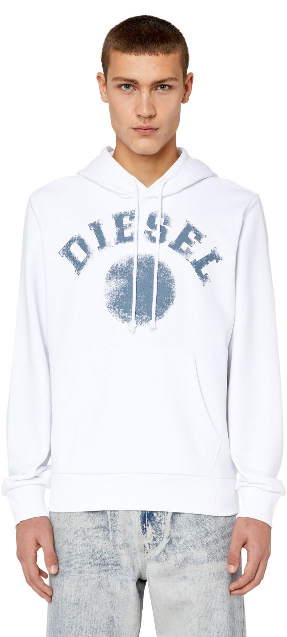 Diesel Mikina - S-GINN-HOOD-K30 SWEAT-SHIRT biela