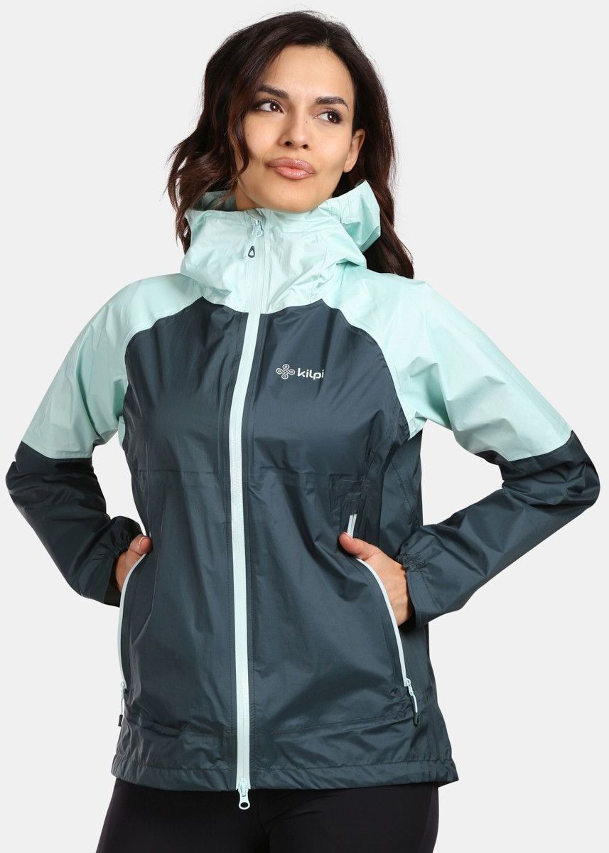 Women's outdoor hardshell jacket Kilpi HURRICANE-W Dark green