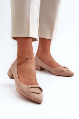 Low heeled pumps with embellishment, Eco Suede S.Barski Beige