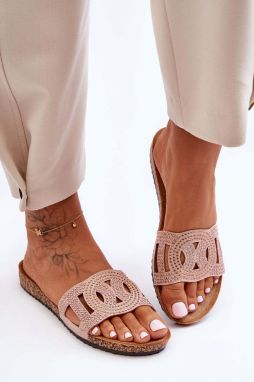 Women's wedge shoes with rhinestones pink Evelins