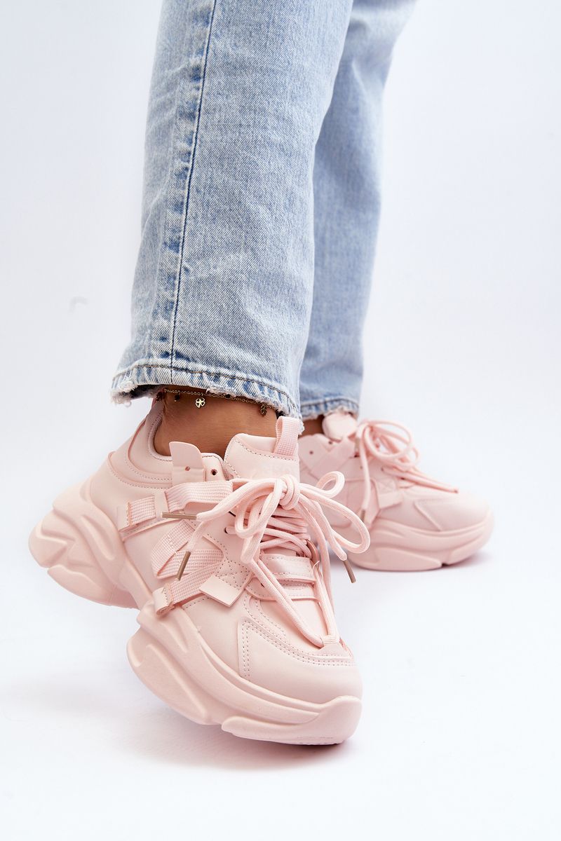 Women's sneakers with a chunky sole, pink Windamella