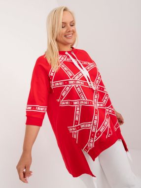 Red cotton blouse in a larger size with a longer back