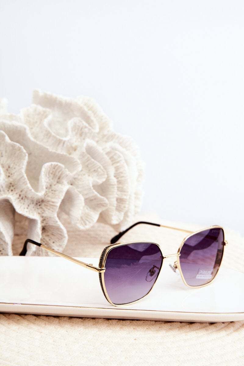 Women's sunglasses with shimmering UV400 inserts gold-black