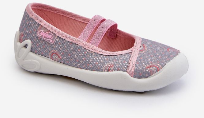 Befado patterned ballerina slippers gray and pink