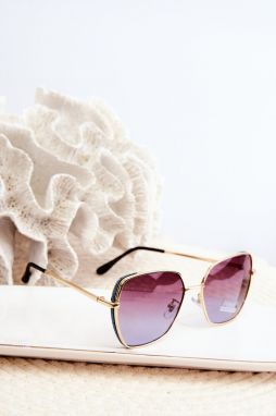 Women's Sunglasses with Glitter Inserts UV400 Gold-Blue