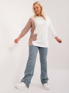 Ecru blouse plus size with 3/4 sleeves
