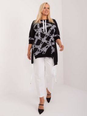 Plus size black long blouse with 3/4 sleeves