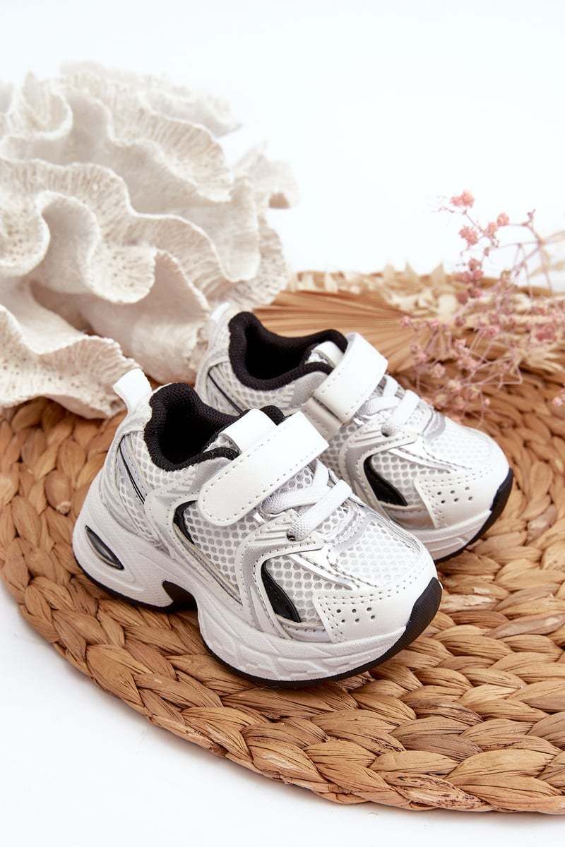 Children's Velcro Sneakers White and Black Ephona