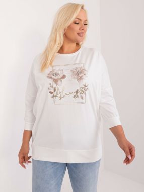 Ecru plus size with glossy print and rhinestones