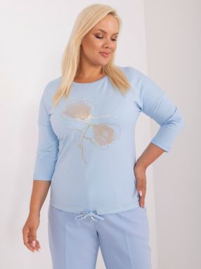 Light blue blouse plus size with 3/4 sleeves