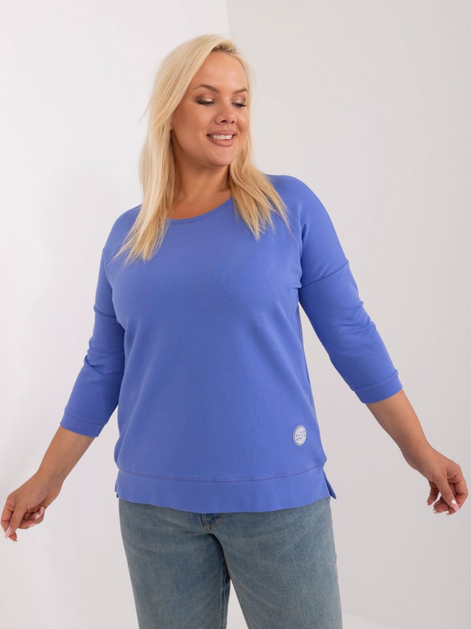 Light purple plus size blouse with 3/4 sleeves