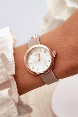 Women's watch with a thin eco-leather strap Beige Ernest E62146