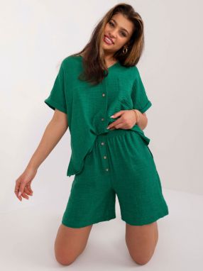 Dark green women's summer set with slit