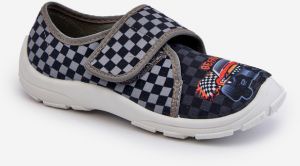 Comfortable boys' slippers with Velcro fastener Befado Grey