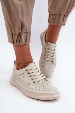 Women's leather sneakers beige Cloesa