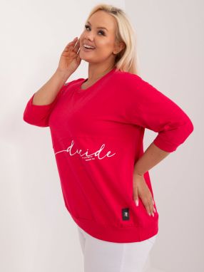 Red cotton blouse in a larger size with a print