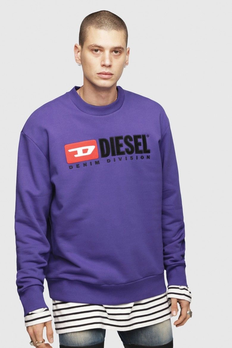 9011 DIESEL S.P.A.,BREGANZE Mikina - Diesel SCREWDIVISION SWEATSHIRT fialová
