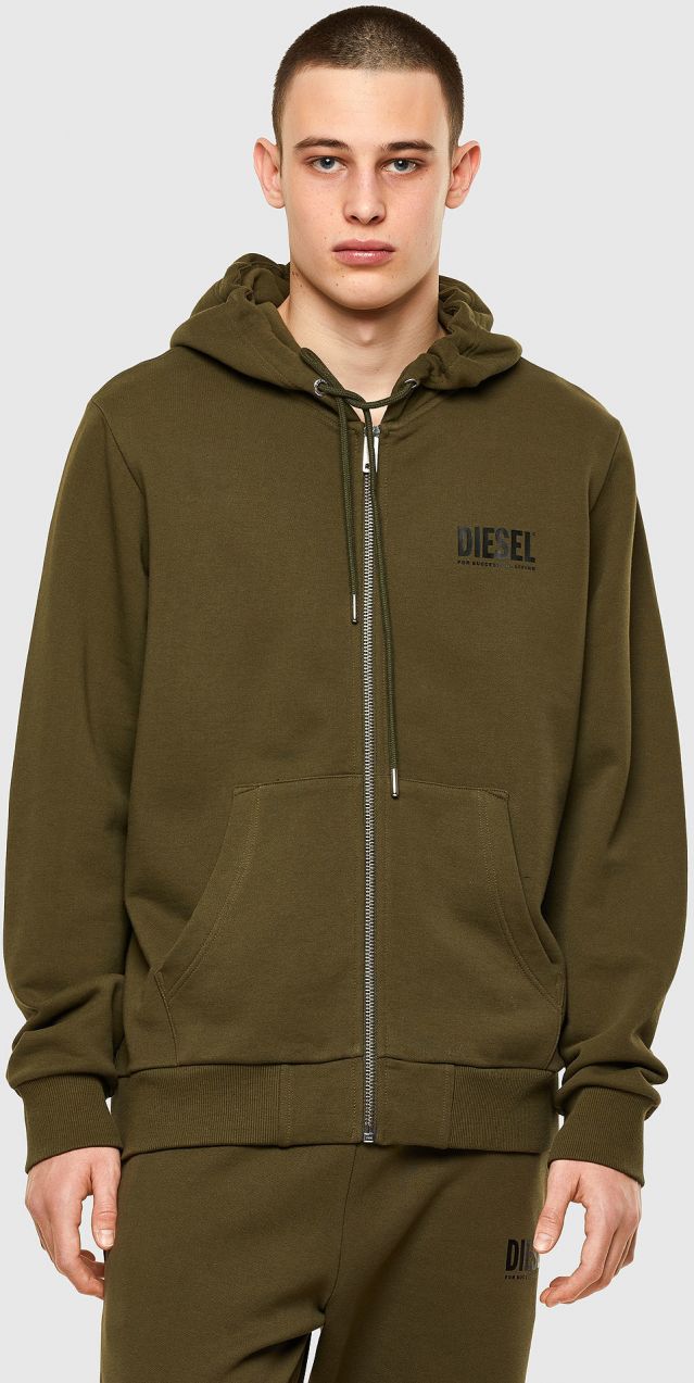 Diesel Mikina - SGIRKHOODZIPLOGO SWEATSHIRT zelená