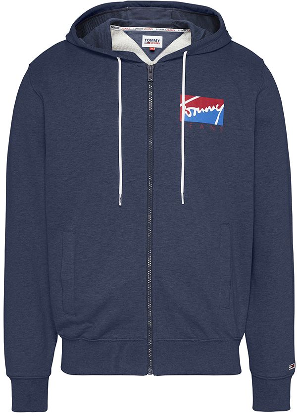 Tommy Jeans Mikina - TJM ESSENTIAL ZIP THROUGH tmavomodrá