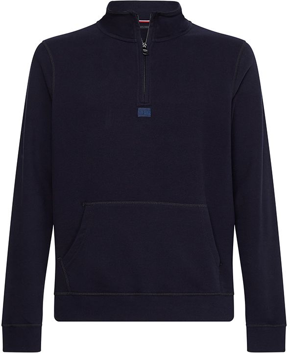 Tommy Hilfiger Mikina - RECYCLED COTTON MOCK NECK tmavomodrá