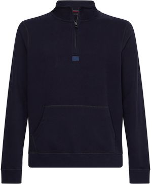 Tommy Hilfiger Mikina - RECYCLED COTTON MOCK NECK tmavomodrá