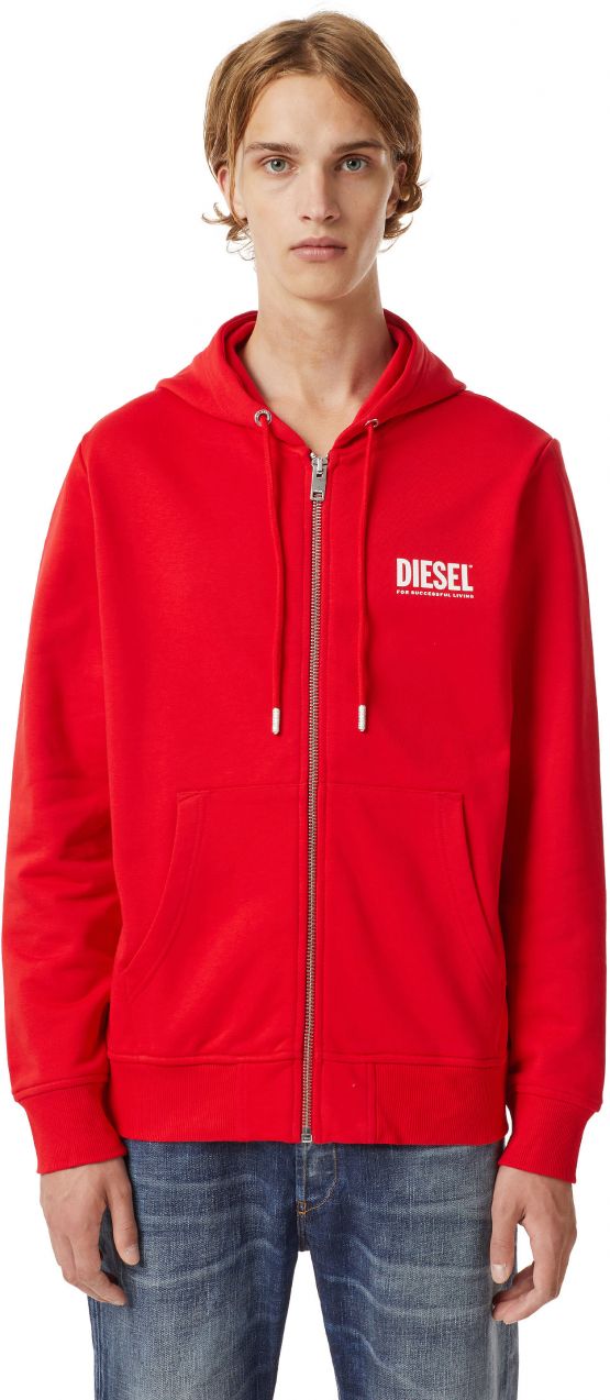 Mikina - Diesel SGIRKHOODZIPECOLOGO SWEATSHIRT červená