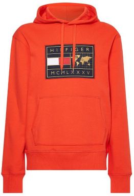 Tommy Hilfiger Mikina - ICON EARTH BADGE HOODIE oranžová