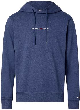 Tommy Jeans Mikina - TJM STRAIGHT LOGO HOODIE modrá