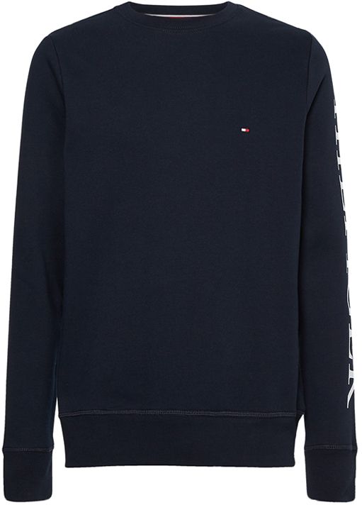 Tommy Hilfiger Mikina - HILFIGER LOGO ON SLEEVE CREWNECK modrá