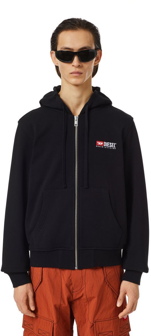 Diesel Mikina - S-GINN-HOOD-ZIP-DIV SWEAT čierna