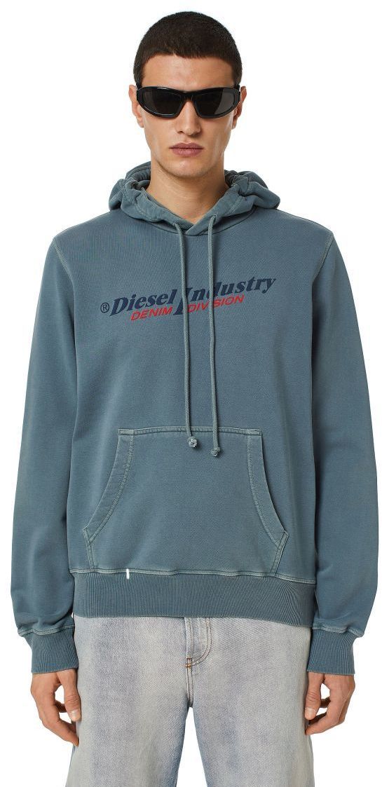 Diesel Mikina - S-GINN-HOOD-IND SWEAT-SHI modrá