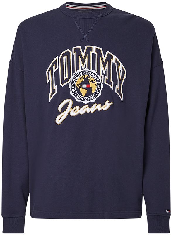 Tommy Jeans Mikina - TJM COLLEGE ARCHIVE CREW modrá