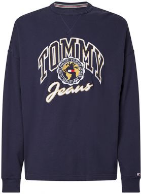 Tommy Jeans Mikina - TJM COLLEGE ARCHIVE CREW modrá