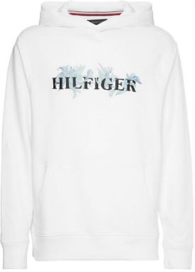 Tommy Hilfiger Mikina - PALM FLORAL EMBRO CASUAL HOODY biela