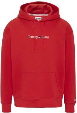Tommy Jeans Mikina - TJM REG LINEAR HOODI červená