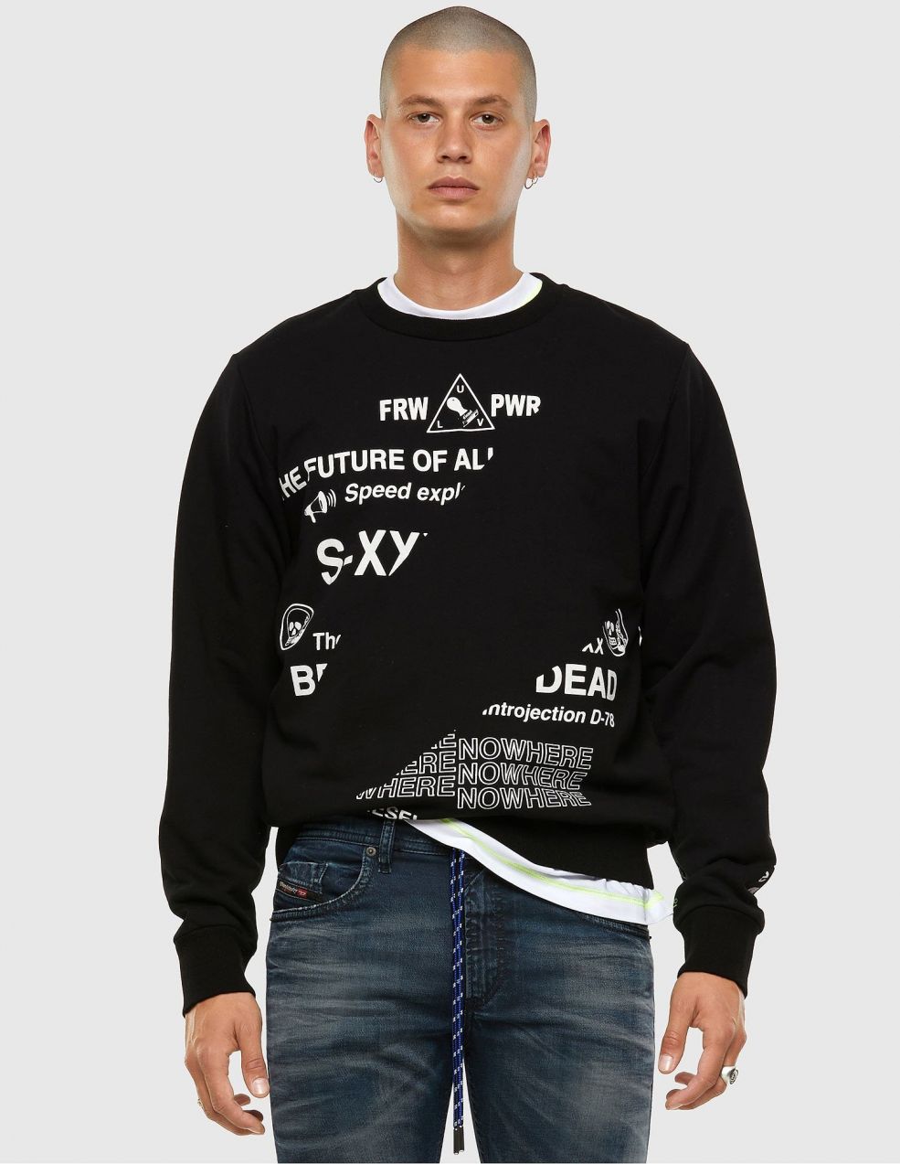 Diesel Mikina - SGIRKFOLDED SWEATSHIRT čierna