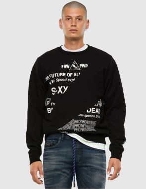 Diesel Mikina - SGIRKFOLDED SWEATSHIRT čierna