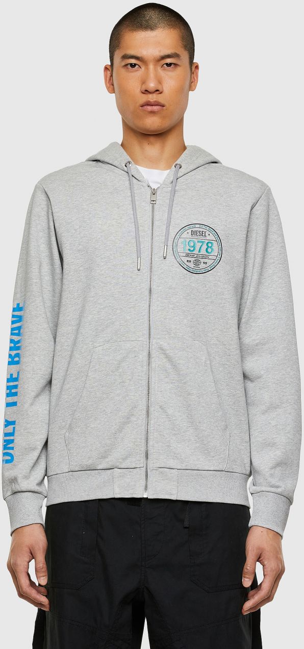 Diesel Mikina - SGIRKHOODZIPK2 SWEATSHIRT sivá