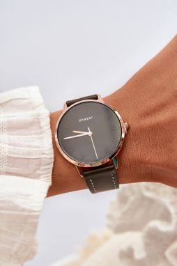 Ernest Women's Nickel-Free Leather Analog Watch Black