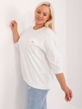 Ecru women's plus size blouse with rhinestones