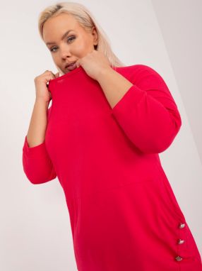 Red Plus Size Dress With 3/4 Sleeves