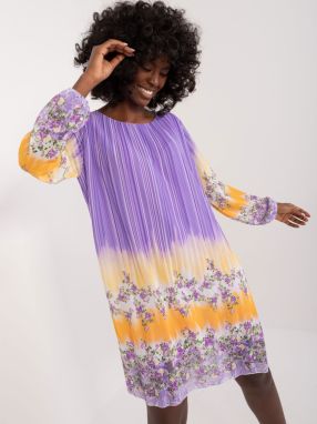 Purple dress with colorful patterns