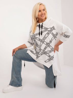 Ecru long blouse plus size with lettering